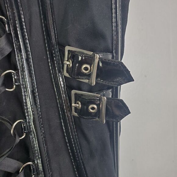 Fredericks Of Hollywood Corset Womens L Buckle Goth Edgy Steampunk Emo Lace Up - Picture 7 of 8
